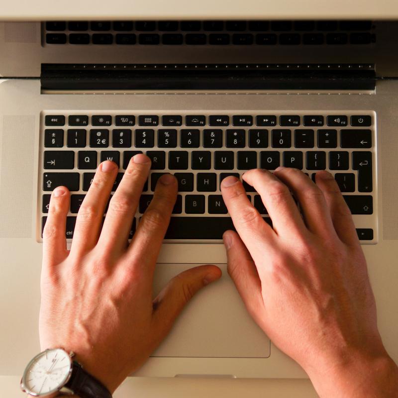 Overview of hands on laptop computer