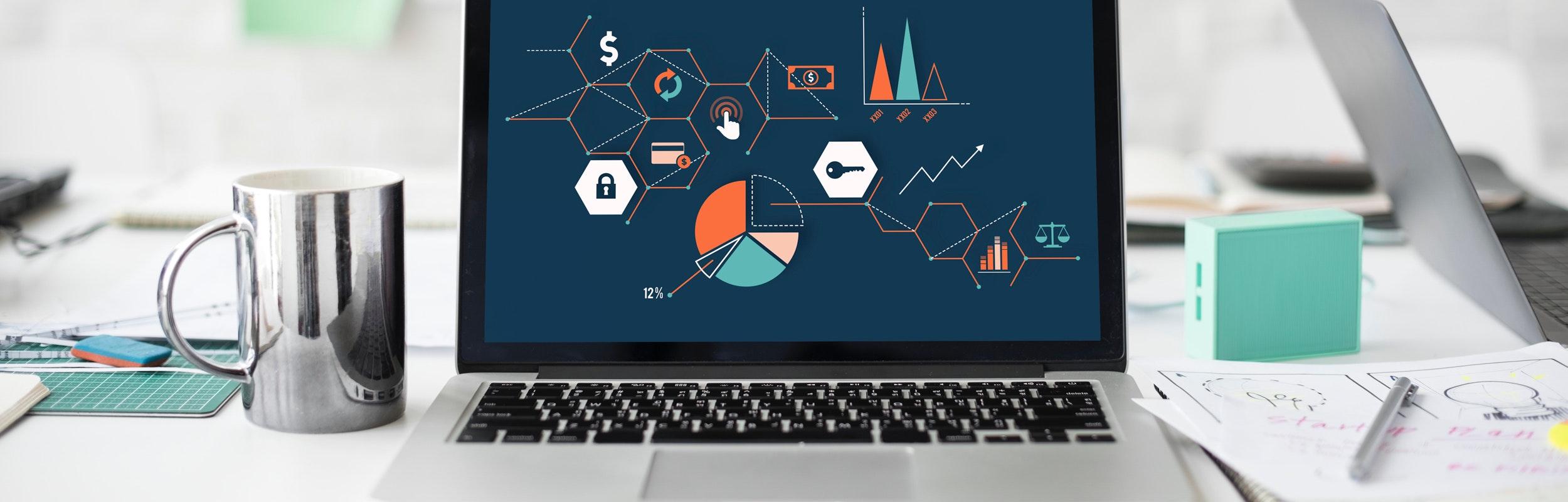 Digital Skills for business Computer with coffee